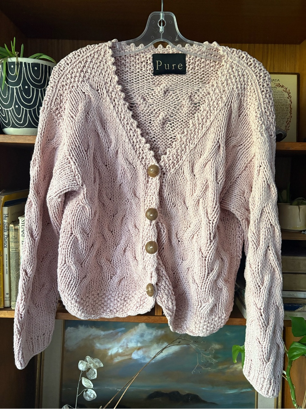 PURE HandKnit 100% Cotton CottageCore Cardigan O/S